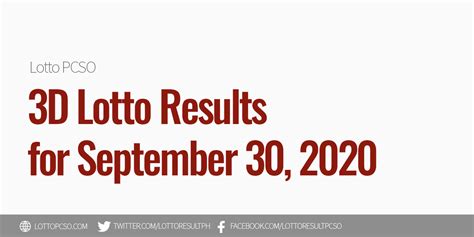 3d result 2020|3D Lotto Results September 30, 2020 .